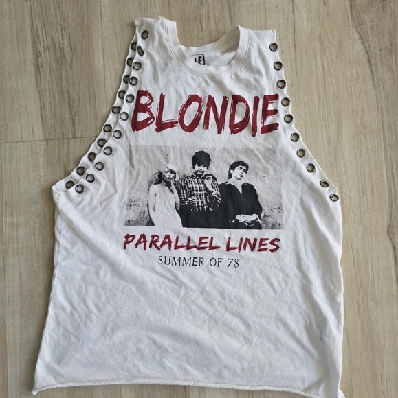 Vintage Blondie Parallel Lines Sumner Of 78 Muscle Tee Grommet Sz M Rolled Hem - Picture 1 of 8